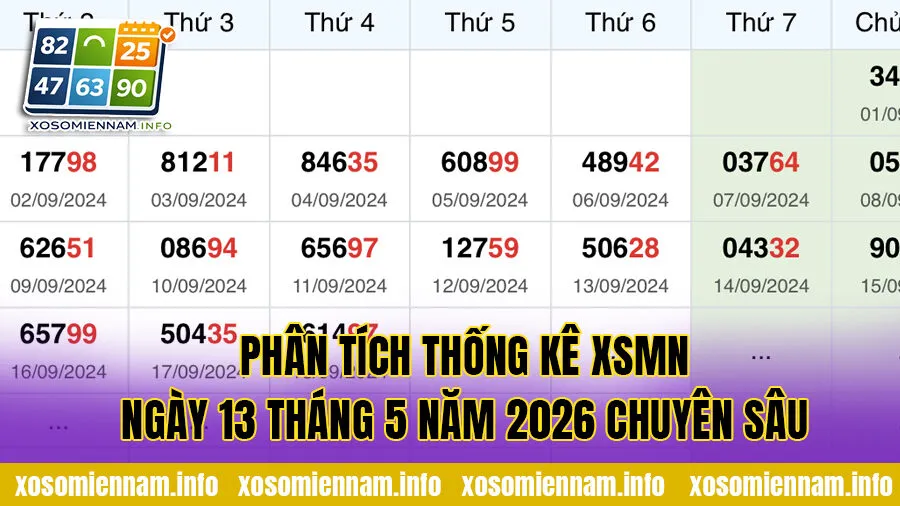 Phân tích thống kê XSMN ngày 13 tháng 5 năm 2026 chuyên sâu