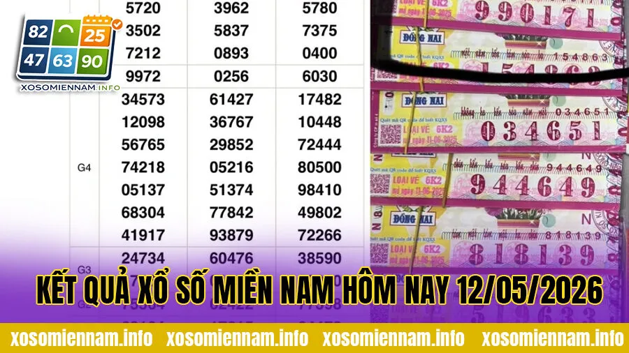 Kết quả xổ số Miền Nam hôm nay 12/05/2026 - KQXSMN Nhanh Chính Xác