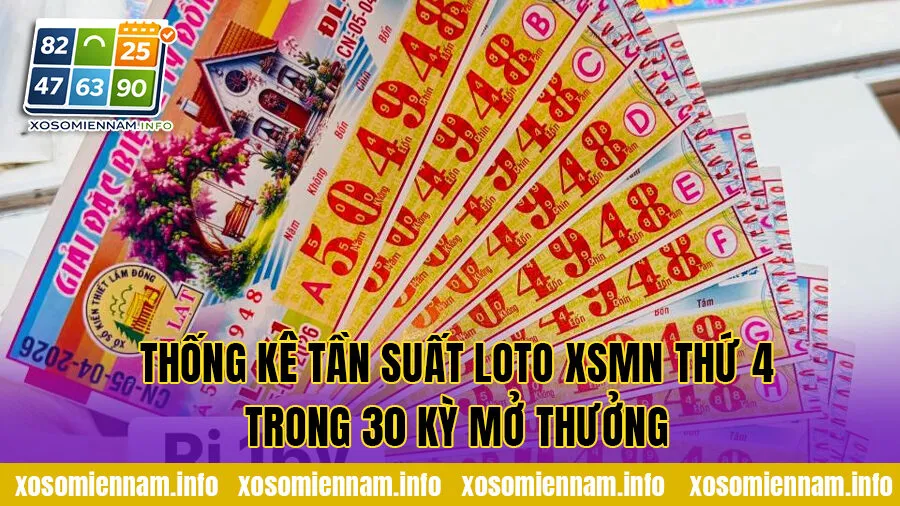 Thống kê tần suất loto XSMN Thứ 4 trong 30 kỳ mở thưởng